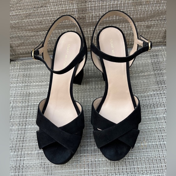 STUART WIETZMAN LADIES BLACK SUEDE IVONA SHOES-9.5M - Picture 3 of 12